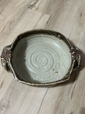 Alewine Pottery Leaf Baker Large Handthrown Ceramic Pottery Baking Dish Artisan